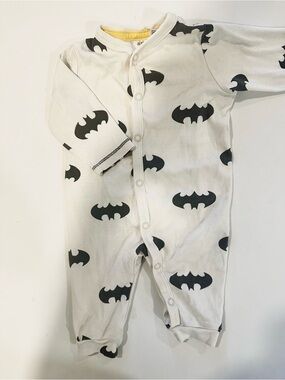 H&M White Footie with Black Bat Motif